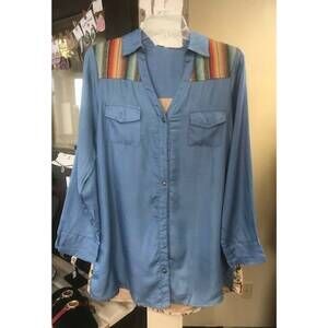 NEW FASHION EXPRESS women's chambray tunic top in blue